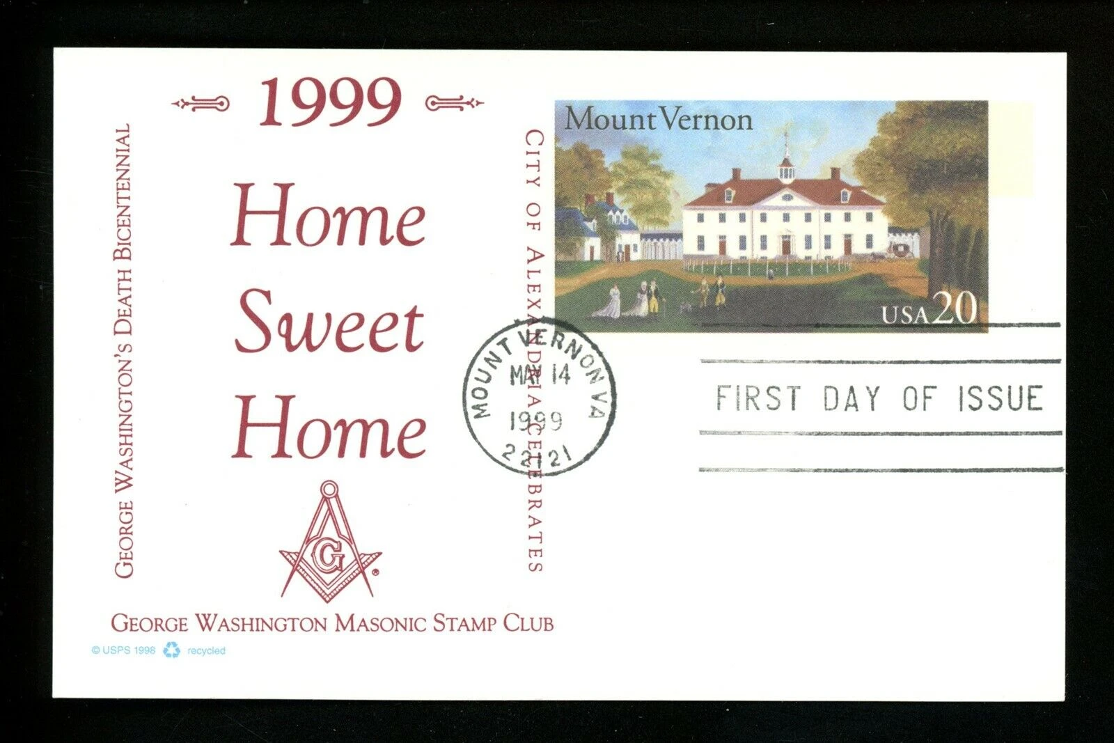 GWMSC First Day Cover: "1999 Home Sweet Home"&hellip;